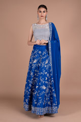 Blue Embroidered Lehenga Set1786 video